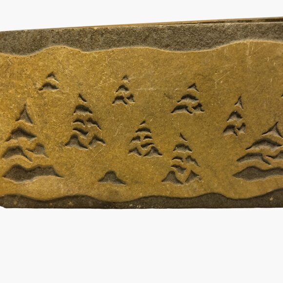 Rustic Metal Stone Engraved Pine Trees Art Scene Lodge Cabin Cottage. - Picture 2 of 8